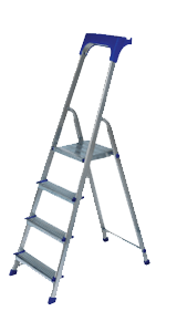 Лестницы стремянки алюминиевые с оцинкованными ступенями ALW Zn 
