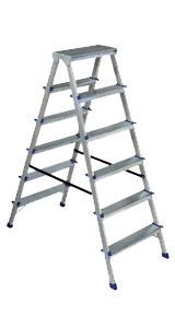 Лестницы стремянки алюминиевые двухсторонние с оцинкованными ступенями DHR Zn 